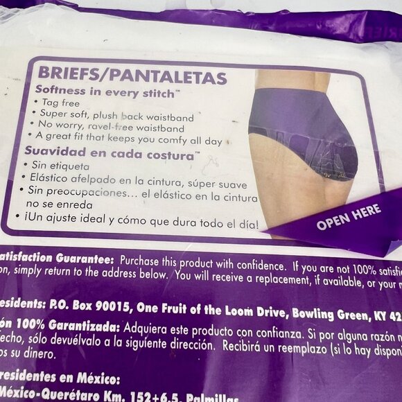 Fruit of the Loom Women's Briefs 8 XL White Cotton Ravel Free Waistband 28 pair - Picture 2 of 6